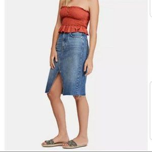 NWT Free People Midi Denim Slit Skirt